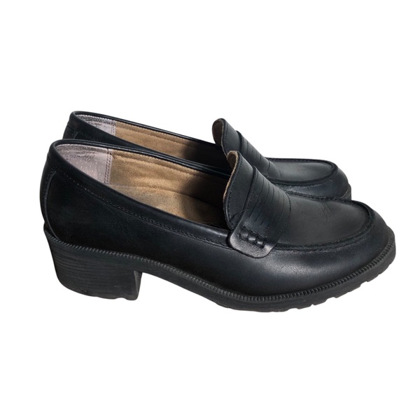 Eastland black leather chunky heel penny loafers Sz 8.5 - Picture 2 of 4